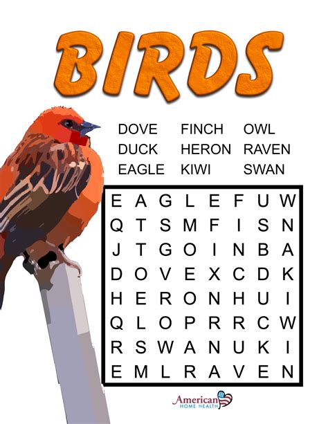 Birds Word Search Puzzle For Kids Artofit