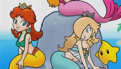 Peach Daisy And Rosalina As Mermaids This Is An Official Art Picture Nintendo Pinterest