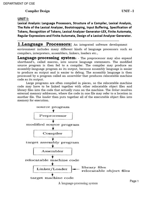 Cd Unit 1 Download Free Pdf Parsing Compiler