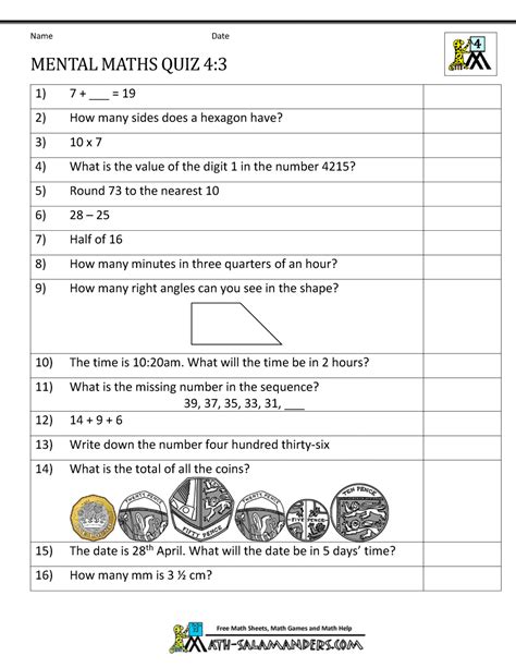 Hello teachers, today share reading comprehension worksheets for teachers and students, on our website you will find short english readings, very practical for learning the language. Mental Maths Test Year 4 Worksheets