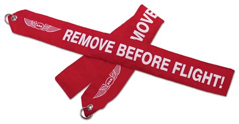 Remove before flight dark red key chain aviation atv motorcycle pilot crew tag. Remove Before Flight Streamer