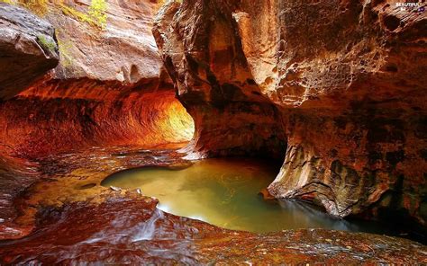 Rocks Canyon Cave River Flash Luminosity Ligh Sun Przebijajce