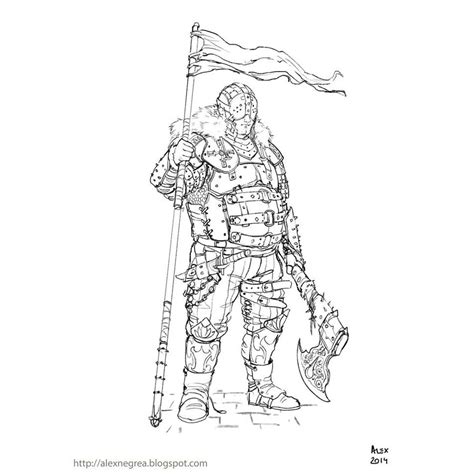 Cyberpunk Coloring Pages Warrior With Axe