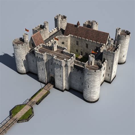 3d Medieval Water Castle Plans Model Castle Bodiam Castle