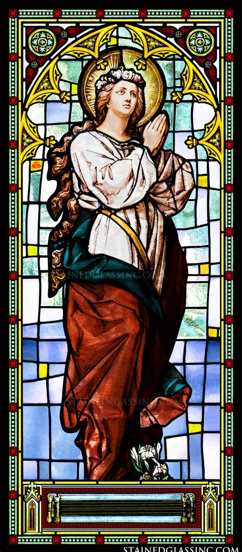 Saint Philomena Religious Stained Glass Window