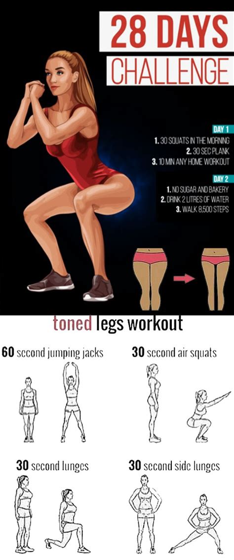 Toned Leg Workouts 28 Days Challenge