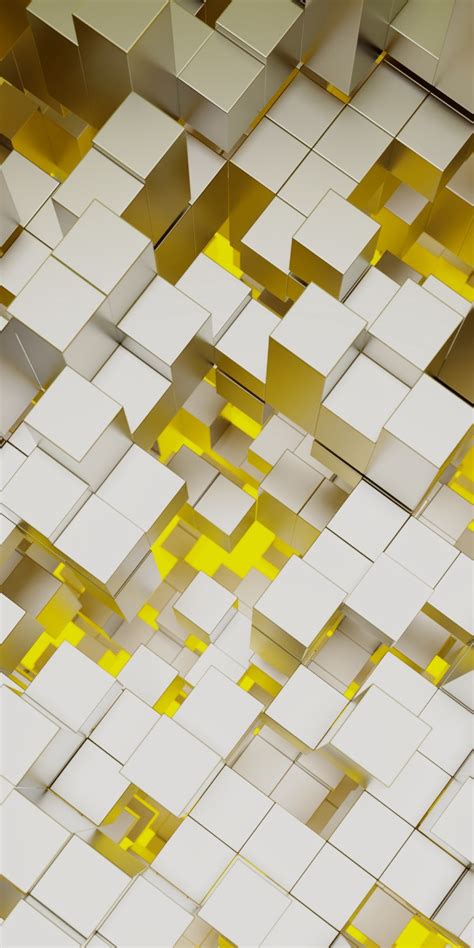 Download Wallpaper 1080x2160 Structure Cubes Yellow Silver Bars