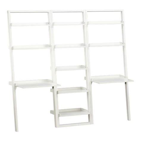 Crate And Barrel Sloane White 255 Leaning Bookcase W Two Desks