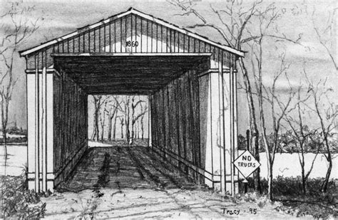 Covered Bridge Drawing By Robert Tracy