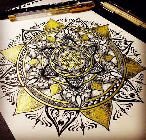 Golden Mandala With Sacred Geometry By Pavana Arts Sacredgeometry