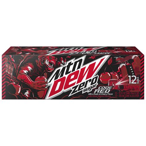 Mountain Dew Zero Sugar Code Red With A Rush Of Cherry Flavor Zero