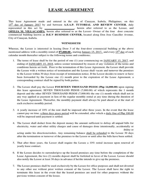 A sales and purchase agreement (spa) is a contract between a buyer(s)/purchaser(s) and a seller(s)/vendor(s) that contains all the agreed terms and conditions that binds both parties during a. Lease Agreement 2017 Sample | Lease | Property | Free 30 ...