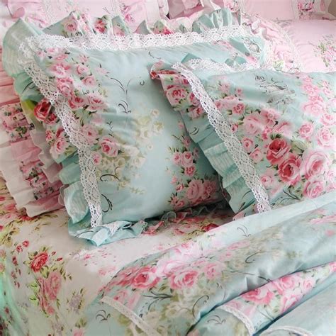 Victorian Blue Ruffle Shabby Rose Floral Lace Cotton Duvet Etsy Shabby Chic Room Rose
