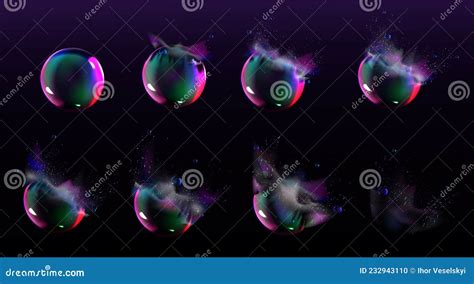 Soap Bubble Burst Sprites For Game Or Animation Stock Vector
