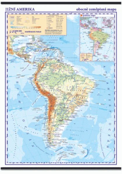 Jižní Amerika Nástěnná Obecně Zeměpisná Mapa školní Od Z Nakl Kartografie Učebnicemapycz