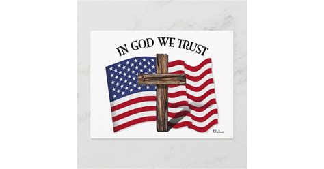 In God We Trust With Rugged Cross And Us Flag Postcard Zazzle