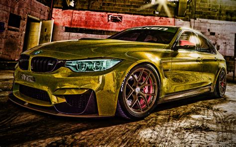 Download Wallpapers Bmw M3 Tuning Hdr 2020 Cars F80 Golden Bmw M3