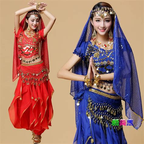 2017 belly dancing costumes 5pcs top and pants and waist chain and tireand veil suit indian dance indian