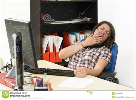 Sleepy Woman Working At Office Stock Image Image Of Manager Office