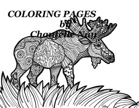 Gambar Moose Coloring Page Adult Picture Animals Wildlife Zentangle