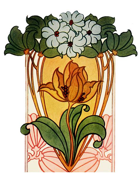 Art Nouveau Flowers Border