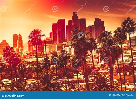Aerial View Of Downtown Los Angeles Editorial Stock Photo Image Of