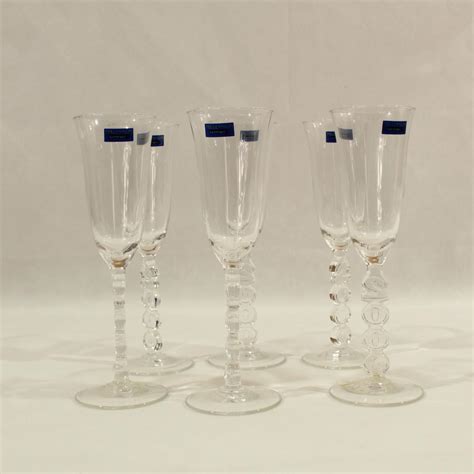 Lot De 6 Flutes A Champagne Verre Année 2000 Label Emmaüs