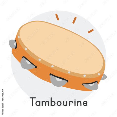 Vetor De Tambourine Clipart Cartoon Style Simple Cute Wooden