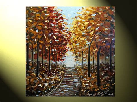 Original Art Abstract Painting Autumn Trees X Large Canvas