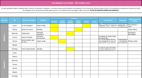 Plantilla GRATIS Crear Un Calendario Editorial Para Redes Sociales