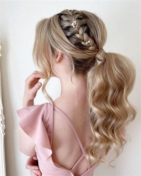 Pony Tail Hairstyles For Your Wedding Party Look Pony Tail Hairstyles Wedding Side Braid