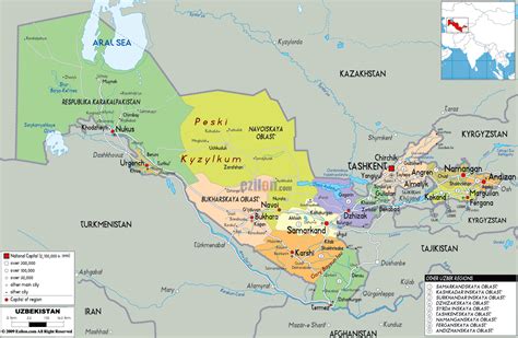 Large Political And Administrative Map Of Uzbekistan With Roads Cities