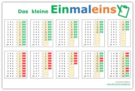 Das kleine einmaleins mit stift: Das kleine Einmaleins - Lernen leicht gemacht | Alle-meine ...