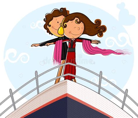 Love Couple Ship Deck Romantic Pose Stock Illustrations 2 Love Couple Ship Deck Romantic Pose