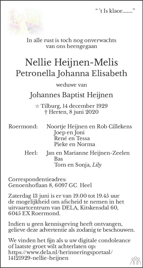 Nellie Petronella Johanna Elisabeth Heijnen Melis 08 06 2020