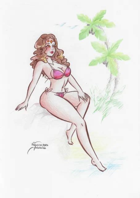 Original Drawing A Shal Art Colored Pencil Pin Up Naked Girl Illustration Picclick