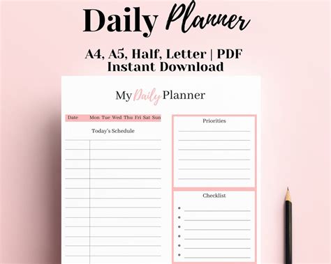 Printable Daily Planner 2020 2021 Hourly Planner Day Etsy Hong Kong