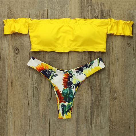 Sexy Bikini Set Women Yellow Thong Swimsuit Brazilian Swimwear 30504 Hot Sex Picture