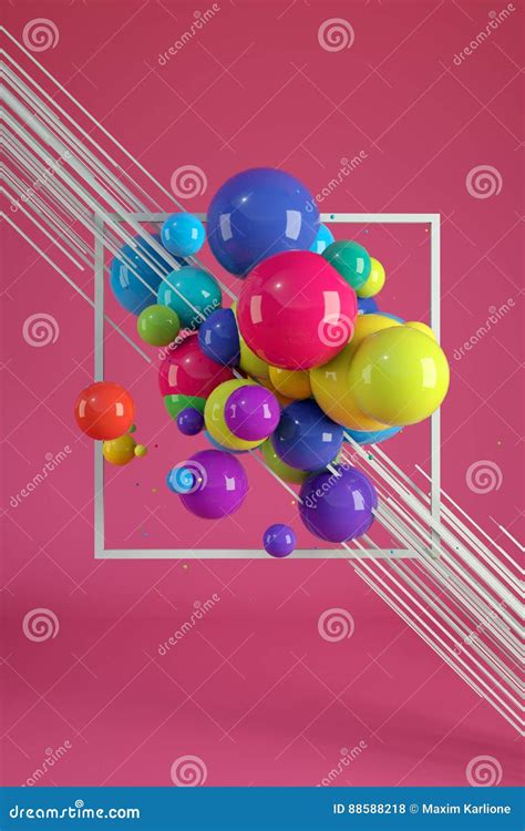 Multicolored Decorative Balls Abstract Illustration 3d Rendering
