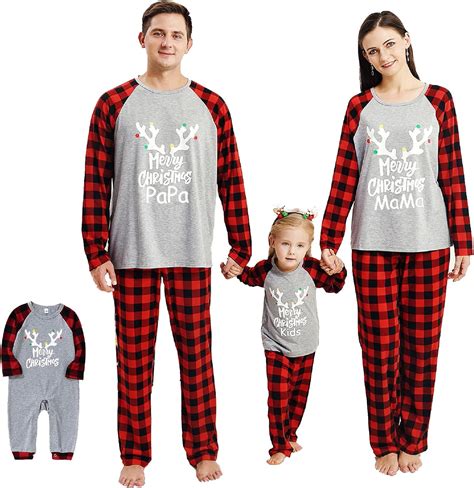 Conjunto De Pijama Navideño Familiar A Juego Pijama Navideño A Cuadros