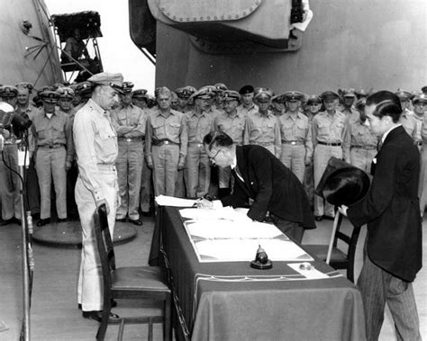 Japanese Foreign Affairs Minister Signing Japanese Surrender Of World