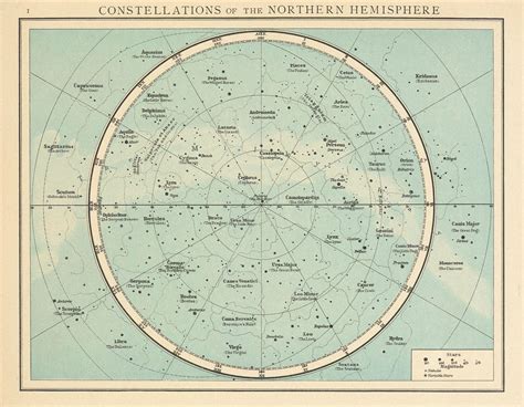 Polar Stars And Equatorial Stars Chart Astronomy Print Map Of The