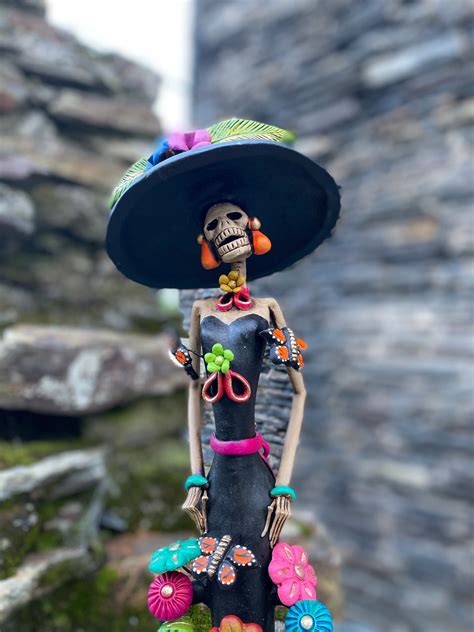 Day Of The Dead Catrina Skeleton Statue Folk Art Mexican Frida Etsy