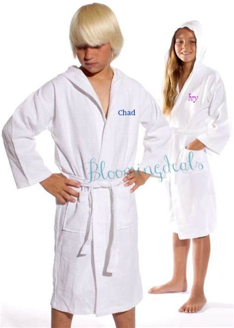 Personalized Bath Robes For Kids Hooded Youth Robe Size Etsy