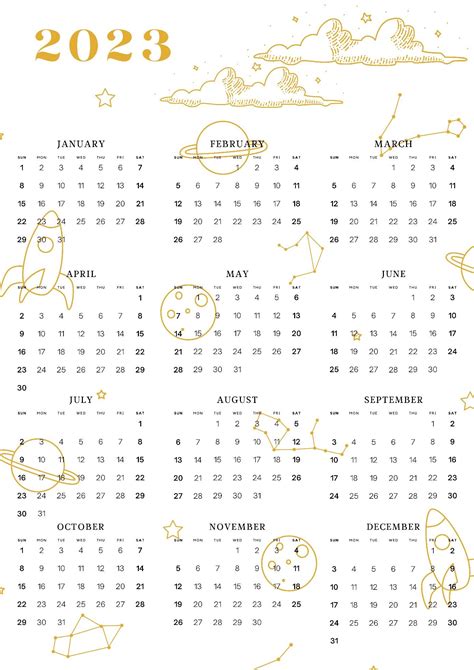 Calendar 2023 Univers Kalender Desain Kalender Kreatif