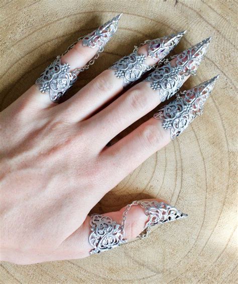 Silver Armour Full Hand Set Midi Claw Rings In Silver Etsy Hair