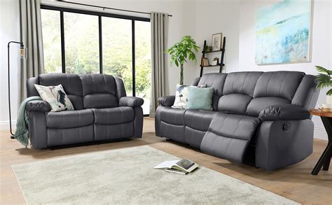 Dakota Grey Leather 32 Seater Recliner Sofa Set Furniture Choice