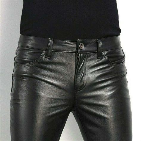 Mens Leather Party Pants Slim Fit Real Faux Leather Pants Etsy