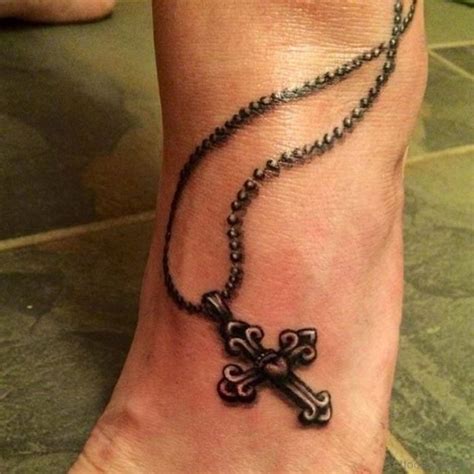 One is a simple cross, the biggest symbol of christianity. 63 Cool Rosary Tattoos On Ankle