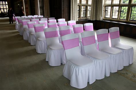 Chair Covers And Hot Pink Sashes In Fanhams Hall Ware Wedding Dj